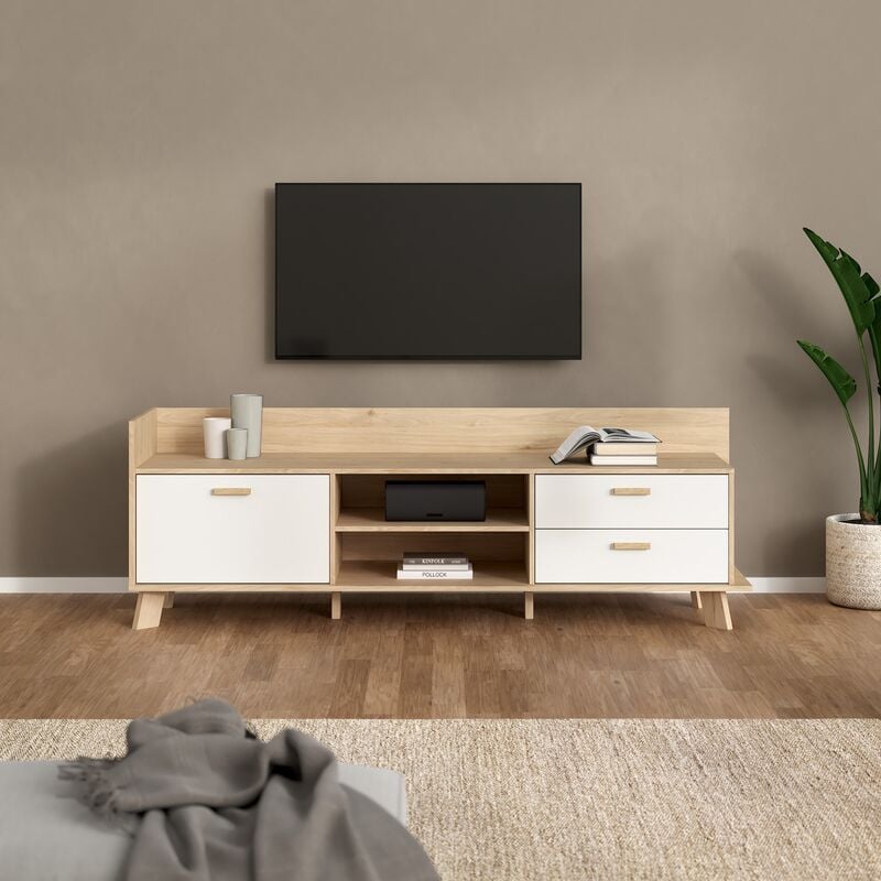 Ikast tv-taso 182x51x62 cm tammi/ valkoinen